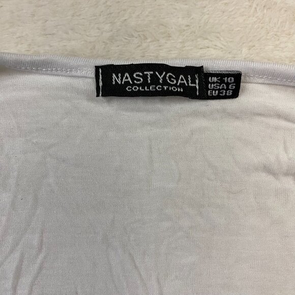Nasty Gal White Crop Top Long Sleeves Size 10 - Picture 3 of 8